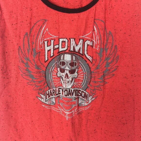 HARLEY-DAVIDSON State College Pa Women’s Red Black Skull Tank Top SIZE L - Picture 2 of 6